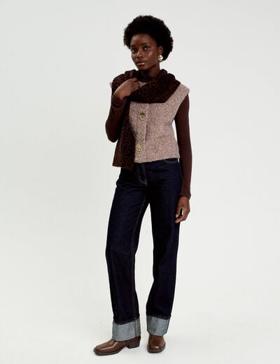 Gilet sans manches effet polaire taupe femme