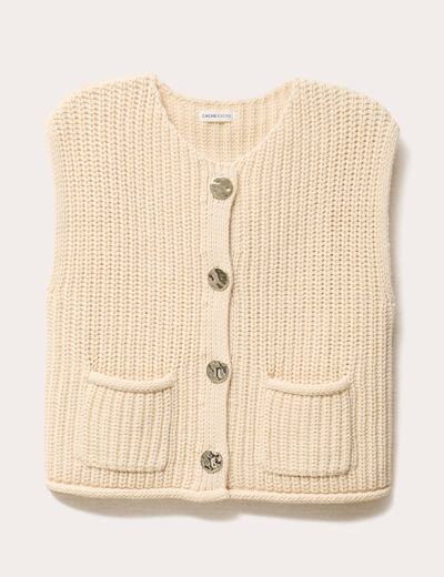 Gilet sans manches ecru femme