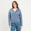 Gilet manches longues capuche bleu femme