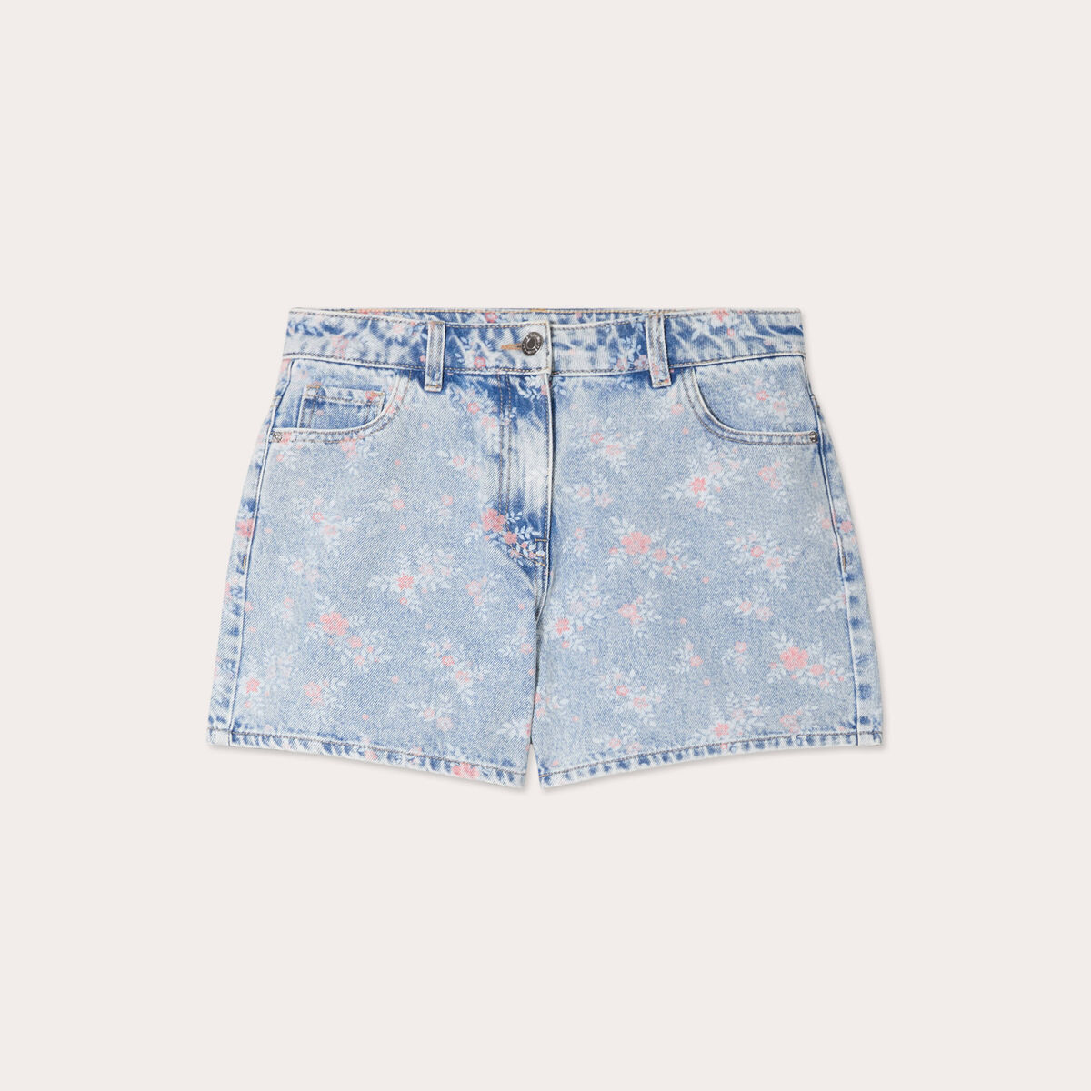 Short droit en jean rose clair femme