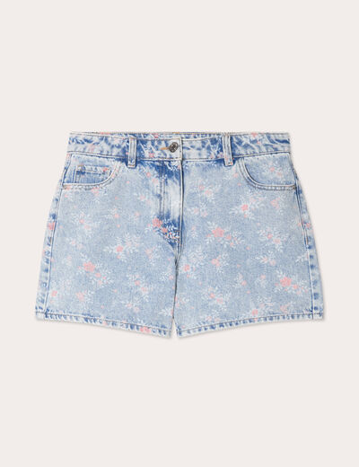 Short droit en jean rose clair femme