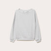 Sweat duveteux col rond manches longues gris clair femme