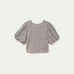 Blouse effet boule manches courtes bleu femme