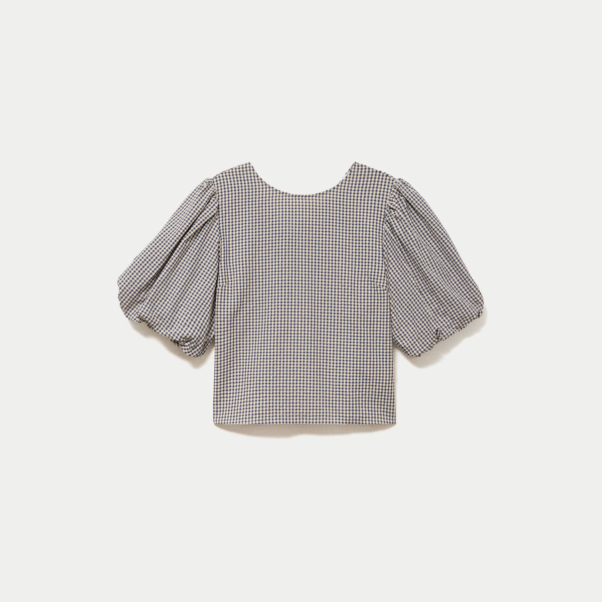 Blouse effet boule manches courtes bleu femme