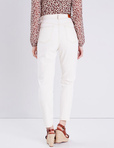 Jeans mom taille haute ecru femme