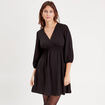 Robe évasée manches 3/4 noir femme