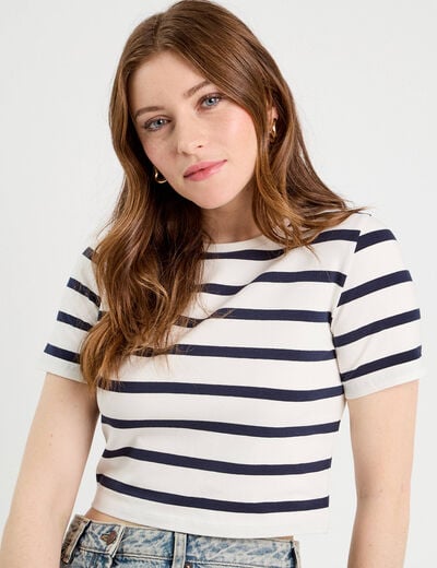 T-shirt cropped blanc femme