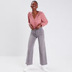 Jeans wide leg denim gris femme