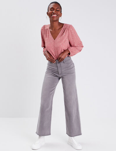 Jeans wide leg denim gris femme
