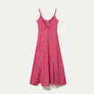 Robe longue &eacute;vas&eacute;e col coeur rose framboise femme