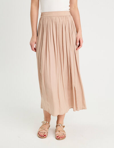 Jupe longue évasée effet satin sable femme