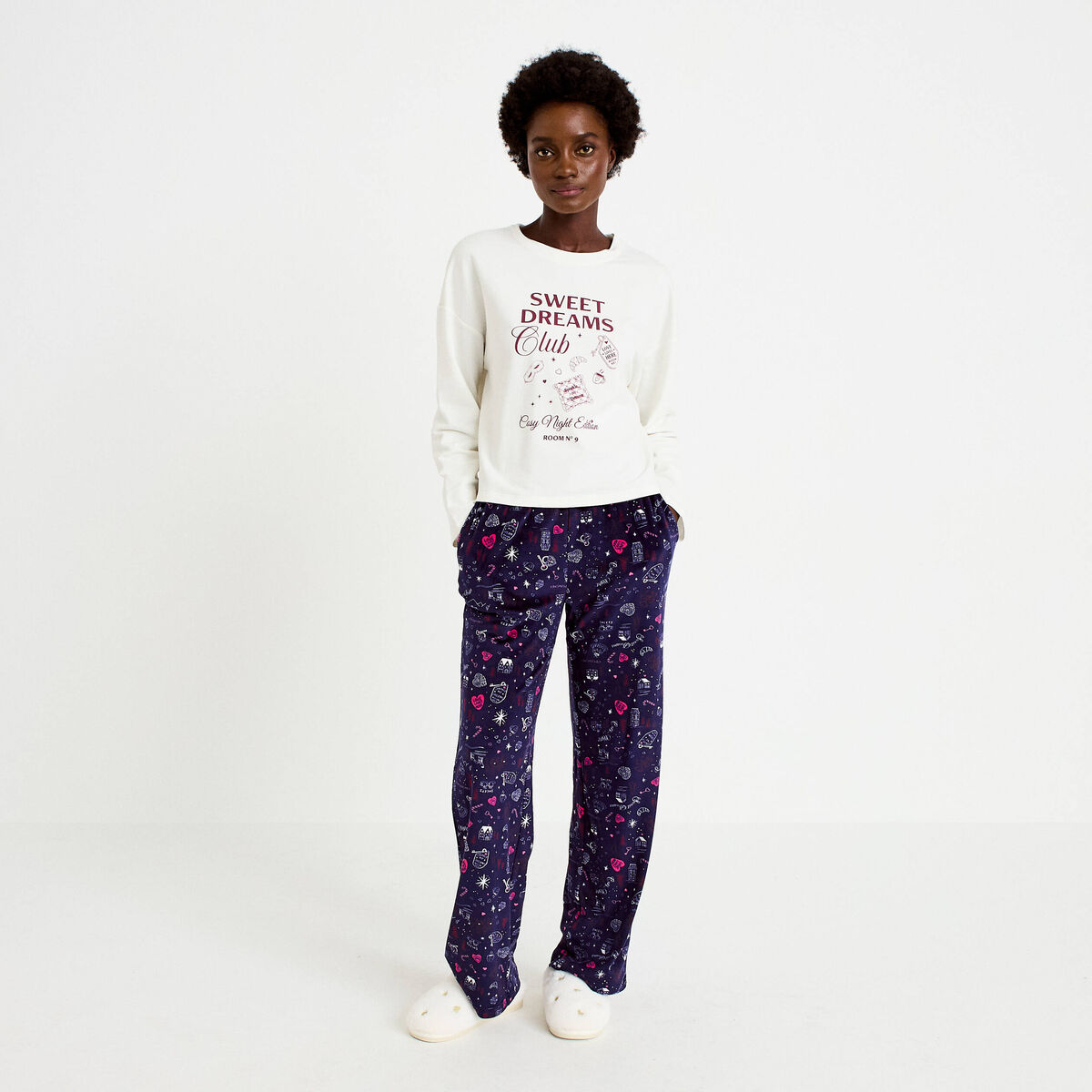 Lot de 2 pyjamas manches longues bleu femme