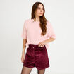 Pull manches courtes rose clair femme