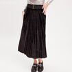 Jupe longue pliss&eacute;e velours noir femme