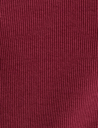 T-shirt manches courtes côtelé prune femme