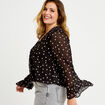 Blouse brod&eacute;e volant&eacute;e noir femme