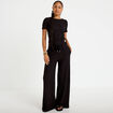 Pantalon large taille standard noir femme
