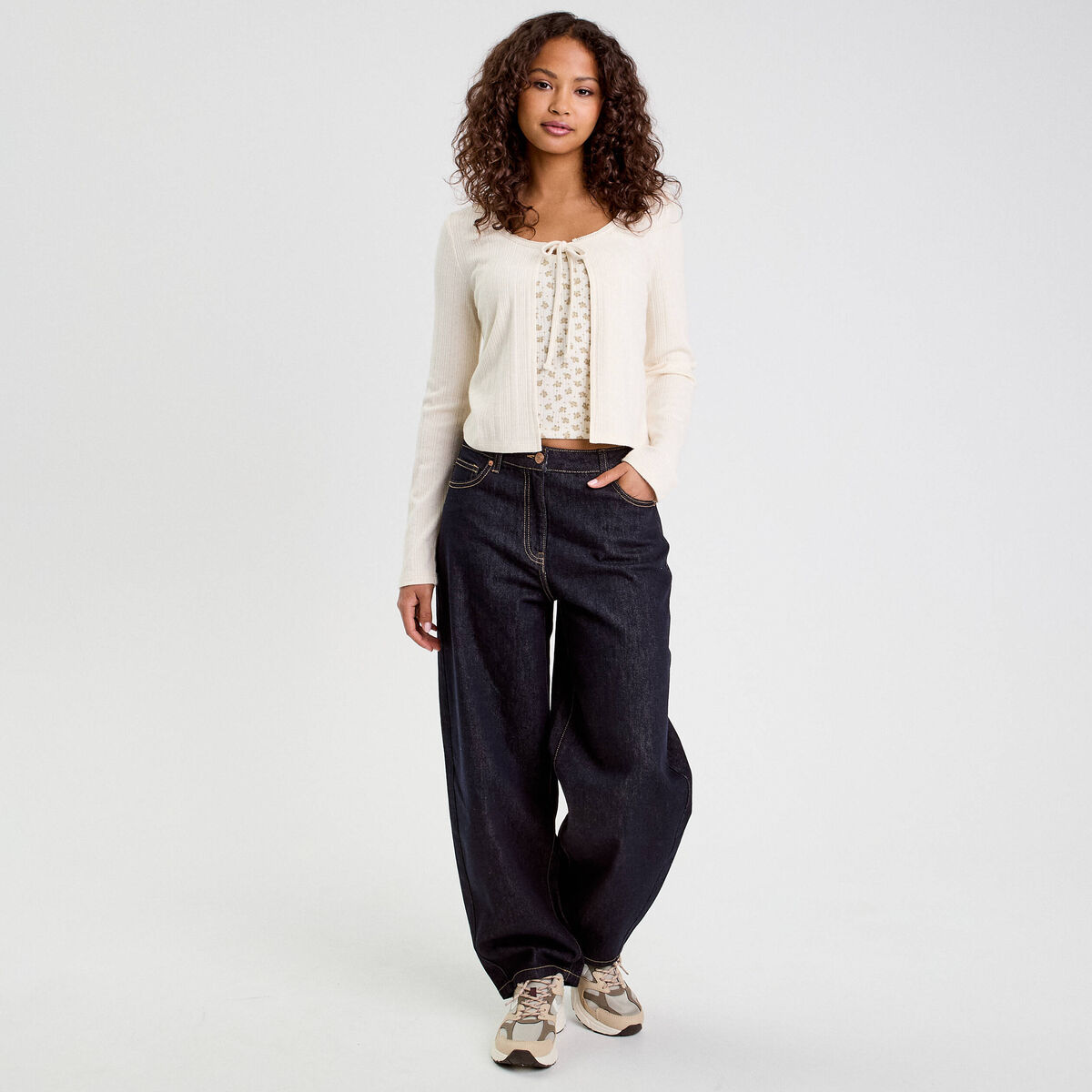 Ensemble gilet et d&eacute;bardeur sable femme