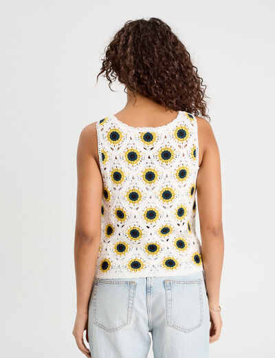 D&eacute;bardeur crochet boutons ecru femme