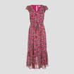 Robe longue évasée ceinturée violet femme