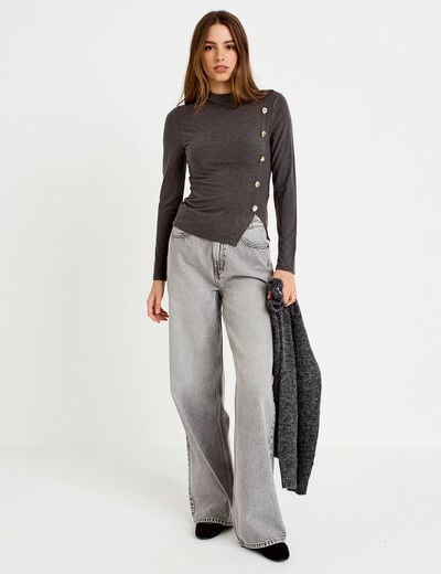 Doudou manches longues ajust&eacute; gris femme