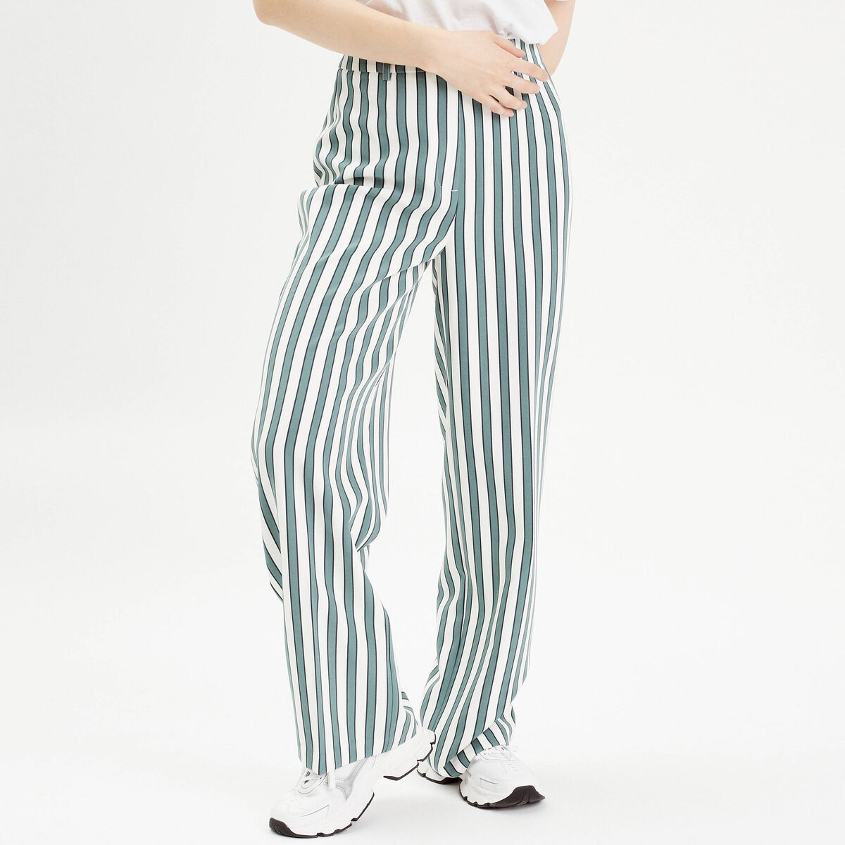 Pantalon large tailleur blanc femme