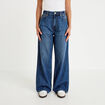 Jean wide leg taille haute Petite bleu fonc&eacute; femme