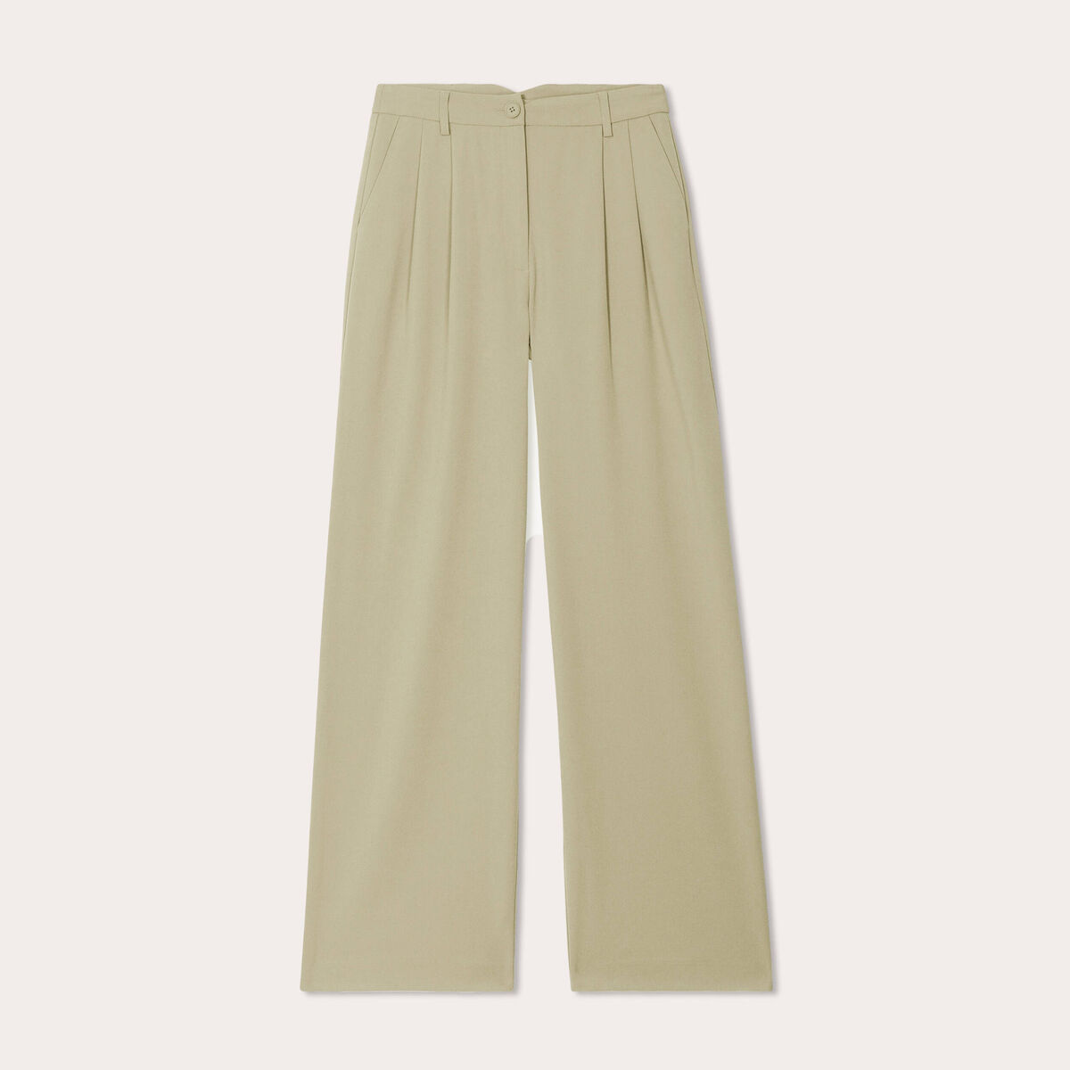 Pantalon large à pinces vert kaki femme