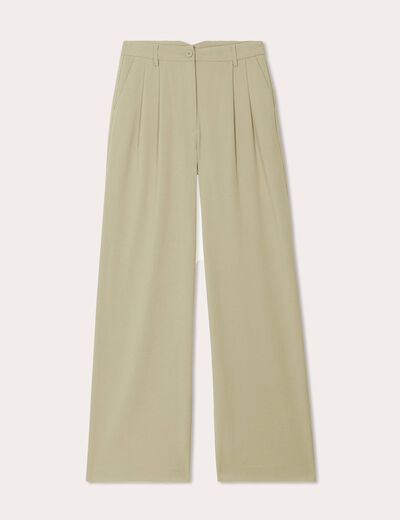 Pantalon large à pinces vert kaki femme