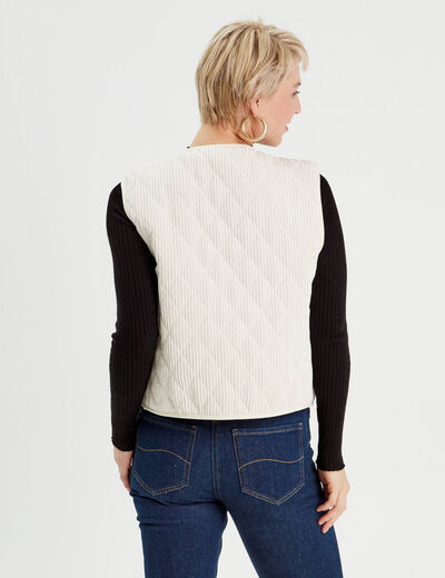 Gilet sans manches velours ecru femme