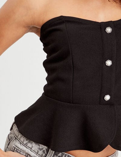 Bustier cropped avec boutons noir femme