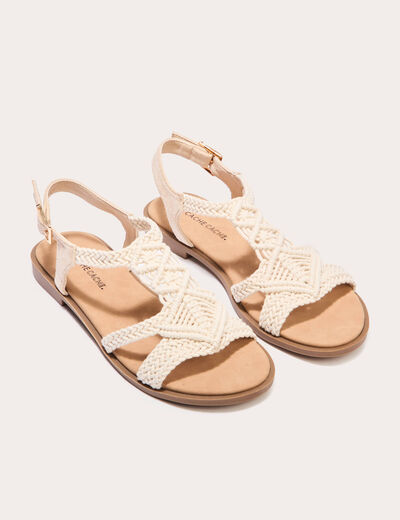 Sandales plates macramé sable femme