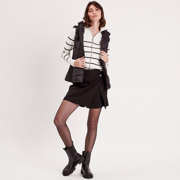 gilet zippe manches longues ecru femme Gilet zippé manches longues ecru femme