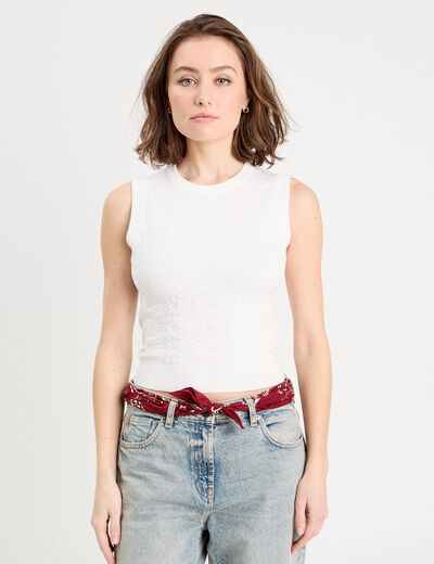 Débardeur tricot blanc femme