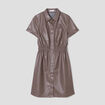 Robe droite boutonnée taupe femme