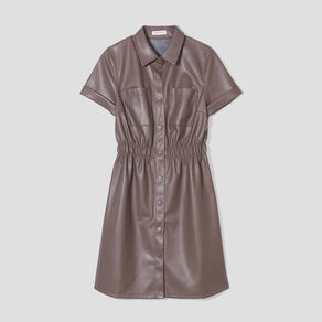 Robe droite boutonnée taupe femme
