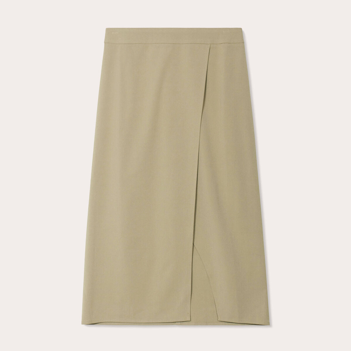 Jupe midi droite vert kaki femme