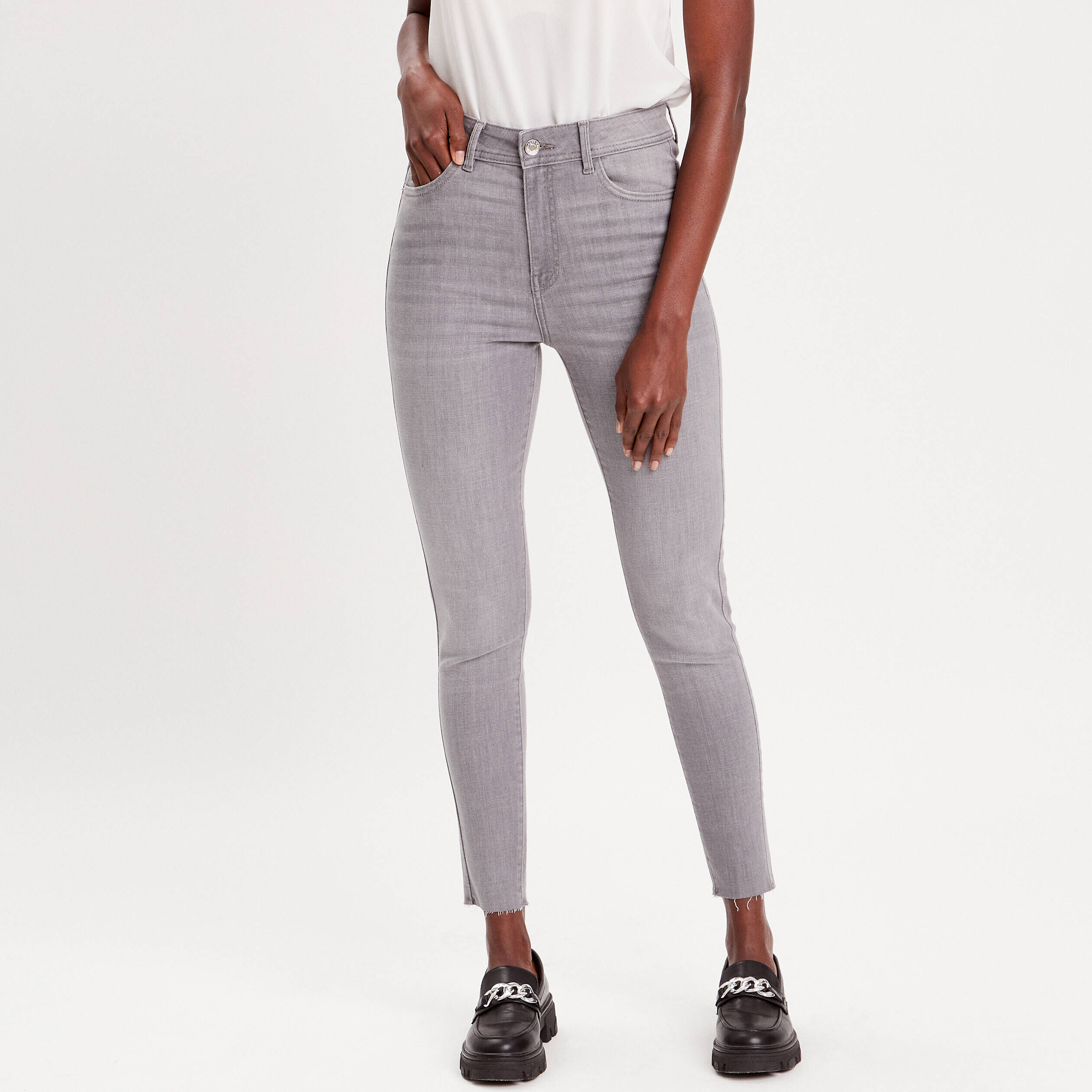 Jeans gris on sale clair femme