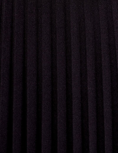 Jupe midi évasée plissée noir femme