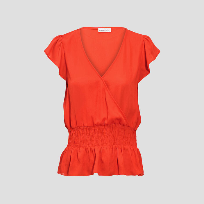 Blouse manches courtes orange femme