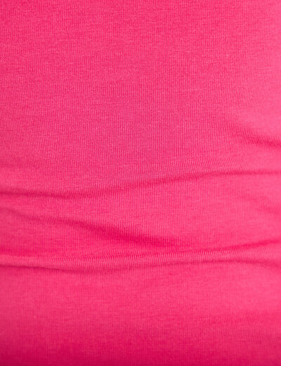 T-shirt ajust&eacute; court col rond rose fushia femme