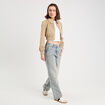 Veste courte zipp&eacute;e su&eacute;dine beige femme