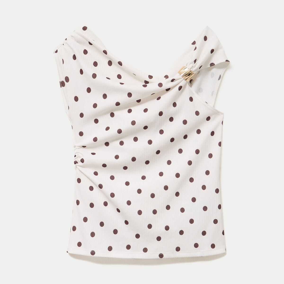Top pliss&eacute; col bardot sans manches blanc femme