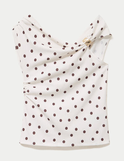 Top pliss&eacute; col bardot sans manches blanc femme