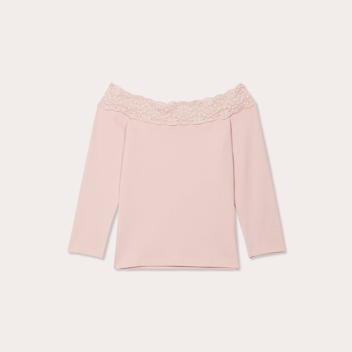 T-shirt manches 3/4 rose pastel femme