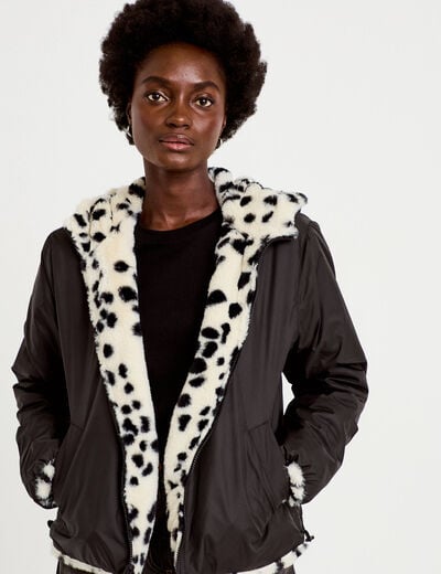 Parka r&eacute;versible &agrave; capuche blanc femme