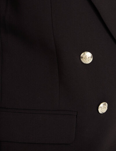 Blazer col tailleur manches longues noir femme