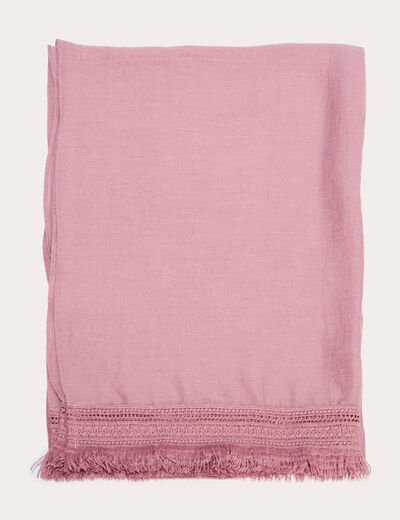 Foulard avec franges vieux rose femme