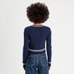 Gilet manches longues ajust&eacute; bleu marine femme