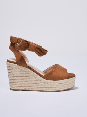 Sandales a talons compenses camel femme